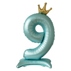 Second Best 皇冠站立式數字派對氣球 100cm, 1個, 藍色數字9