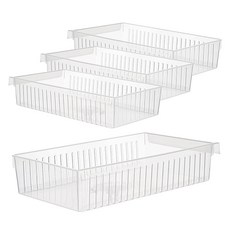 HelloKitchen 多功能收納整理冰箱托盤, 透明, 4個