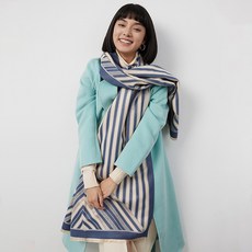 아뗄릭 스퀘어 사선 스트라이프 숄 머플러 14689 + 쇼핑백 세트