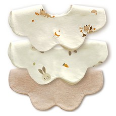 ikii 網眼圍兜3件組+提袋, 1組, F款(兔子+龍+米色)