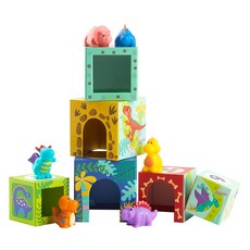 TOOKY TOY 拓客 堆疊遊戲盒 恐龍套組 觸覺發展玩具, 混合顏色, 1套