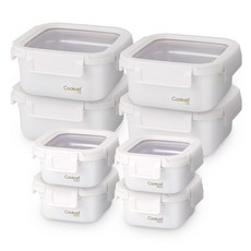 쿡셀 304 포스코 스텐 밀폐용기 세트, 1세트, 밀폐용기 350ml x 4p + 1000ml x 4p