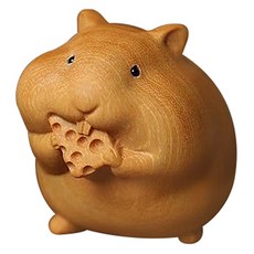 Homeflow 呆萌感爆棚 可愛倉鼠原木裝飾品 吃著起司的倉鼠寶寶, 單一顏色