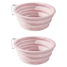 둥둥펫 반려동물 접이식 마카롱 식기 350ml, 핑크, 2개