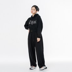 MOZMOZ 女性Curly Logo短版連帽運動上下身套裝