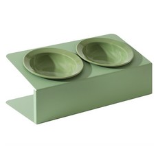 PASTEL PET 寵物陶瓷雙碗架, 1個, 綠色