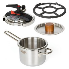O'lbia 迷你IH充電壓力電鍋直1L+瓦斯爐架套裝, 混合色, 1套