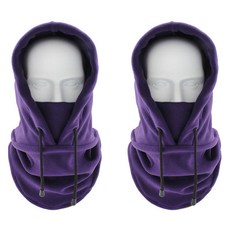 Lovroco 戶外防寒用刷毛連帽運動保暖套 2入, 1個, 紫色