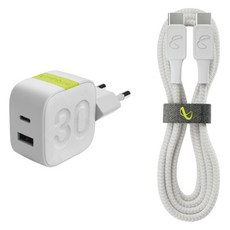 인피니티랩 2포트 멀티 고속충전기 어댑터 30W + C타입 케이블 100W 세트, 화이트, 1세트