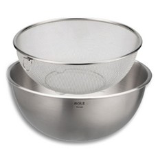 Mungul 不銹鋼測量大號攪拌碗(銀色)+ 過濾器套裝, 1組, 攪拌碗+托盤