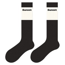 Hotdaysome 簡約日常及膝高爾夫襪, 1個, 黑白