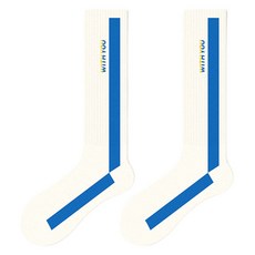 Hotdaysome 簡約日常及膝高爾夫襪, 1個, 藍白色