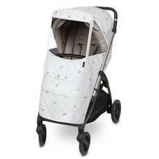 Manito 麻花刺繡鋪棉通用嬰兒推車防寒罩, 1個, 小熊奶油色