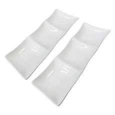 벨로비 도자기 웨이브 나눔 찬기 3절, 화이트, 2개