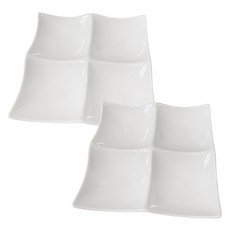 BELLOVIE 陶瓷波浪4格小菜盤, 白色, 2個