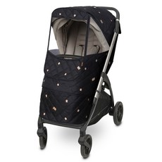 Manito 麻花刺繡鋪棉通用嬰兒推車防寒罩, 1個, 泰迪熊 黑色