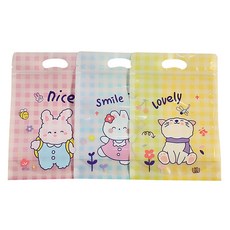 Mandlharby 可愛設計手提夾鏈包裝袋 02 格紋隨機出貨, 50個