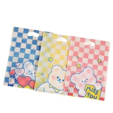 Mandeul Habi 可愛設計手提夾鏈包裝袋 格紋熊3款隨機出貨, 50個