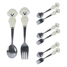 比熊狗狗動物餐具4件組 象牙白, 4套, 茶匙 + 茶叉