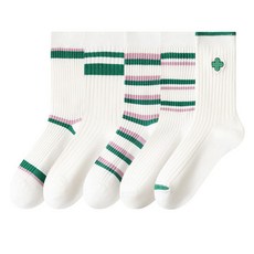 ROBROCO 女款時尚高爾夫襪5件組, 混合色, 1套