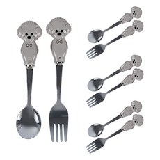 比熊犬動物餐具4件組 灰色, 4套, 茶匙 + 茶叉