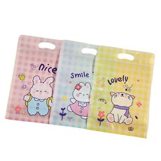 만들하비 귀여운 디자인 지퍼백 손잡이 포장 봉투 체크3종 랜덤발송, 100개