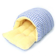 데이소이 고양이 깔끔한 체크 무늬 숨숨집, 체크 블루, 1개