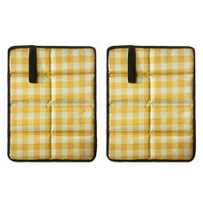 8折便攜式折疊坐墊 2入, 黃色格紋