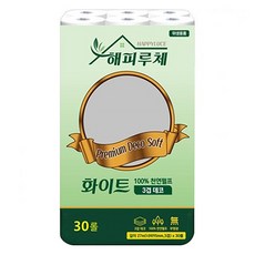 Happy Luce 白色天然紙漿3層衛生紙, 27m, 30捲, 1套