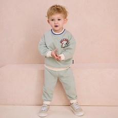 milkmile Peanuts 兒童款 史努比 領口拼色 上下衣套裝