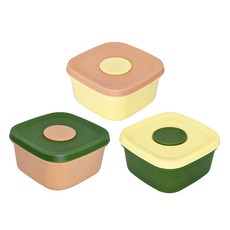 Nicoleta 韓國產幼兒副食品矽膠盒, 奶油黃+蜜桃粉+綠色, 1組, 400ml