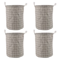 Block Mart 格紋布料洗衣籃 4入, 灰色