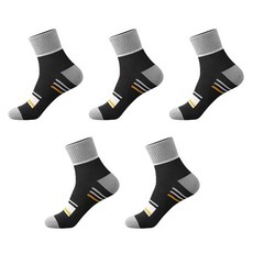 LOVROCO 簡約設計運動高爾夫襪 5雙組, 1套, 黑色
