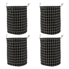 Block Mart 格紋布料洗衣籃 4入, 黑色