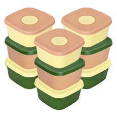 Nicoleta 韓國產幼兒副食品矽膠盒, 奶油黃+蜜桃粉+綠色, 3組, 600ml