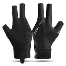 無指防滑撞球手套 左手佩戴, 黑色 灰色, 2個