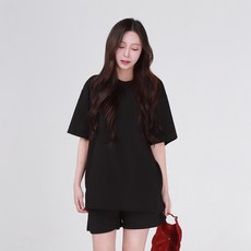Cotton Closet 女款夏季日常彈性短袖短褲套裝