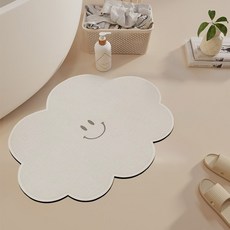 MF商店 微笑雲朵珪藻土腳踏墊, 灰色