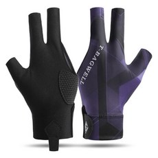 無指防滑花式撞球手套 左手配戴, 黑紫色, 2個