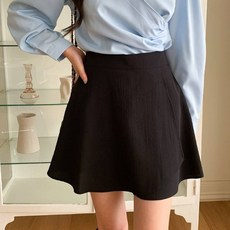 시크블랙 레데리 뒷밴딩 링클 랩스타일 미니 스커트 cpsk6663k48