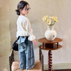 LITTLE RABBIT 兒童 C 蝴蝶結牛仔保暖褲