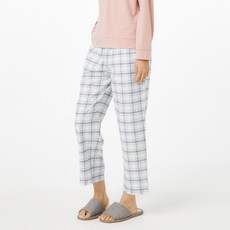 JAJU 여성용 통기성 32수 코튼 플란넬 체크 10부 파자마 팬츠
