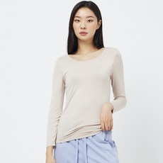 JAJU 여성용 HEAT U넥 긴팔 브라 티셔츠