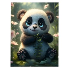 Daysoy 快樂熊貓 DIY 鑽石畫 30 x 40 cm, 03 花園熊貓, 1個