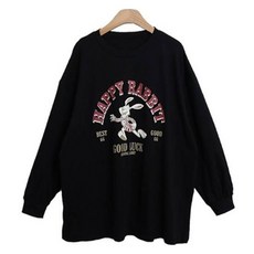 시크블랙 라마나 라운드넥 빈티지 래빗 루즈핏 박스 맨투맨 cpt15716k48