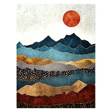Daysoy 沉靜東方風 DIY 鑽石畫 30 x 40 cm, 1個, 04 太陽與山