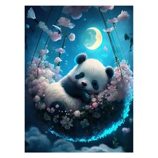 Daysoy 快樂熊貓 DIY 鑽石畫 30 x 40 cm, 13 花吊床熊貓, 1個