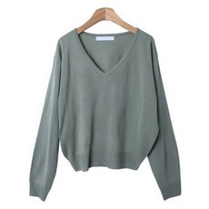 시크블랙 여성용 안모니 베이직 심플 아방핏 브이넥 니트 cpnt5573k48