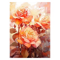 데이소이 화려한 플라워 DIY 보석십자수 40 x 50 cm, 01 노을장미, 1개