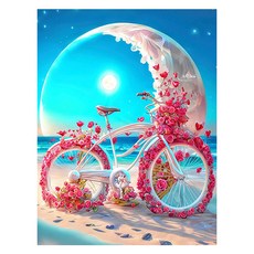 데이소이 플라워 판타지 DIY 보석십자수 30 x 40 cm, 02 해변의자전거, 1개